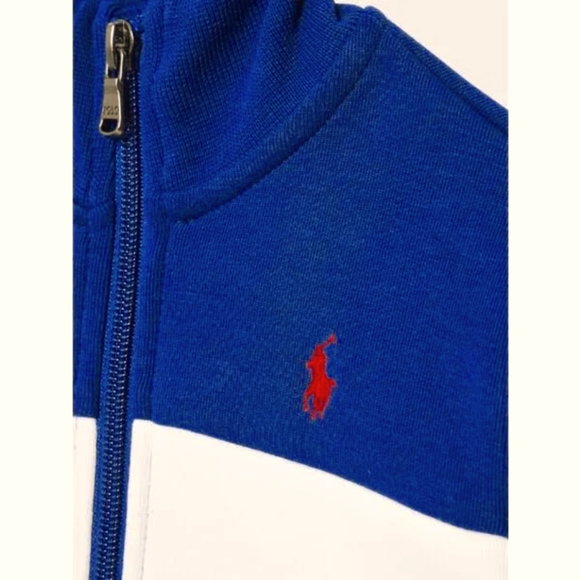 POLO RALPH LAUREN Men's Color-Blocked Double-Knit Track Jacket Blue Multi - Picture 4 of 12